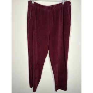 Lands End Corduroy Pants Womens Large Red Sport Knit Straight Leg Stretchy Waist